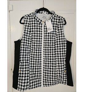 NWT Kim Rogers Houndstooth Side Rib Vest Size XL